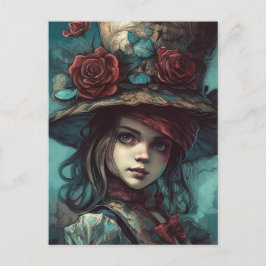 Cartão Postal Alice no chapéu com flores
