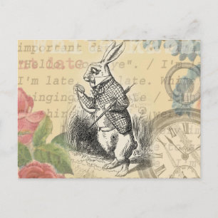 Cartão Postal Alice no Coelho Branco na Arte Maravilha