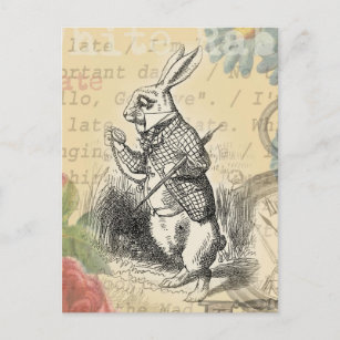 Cartão Postal Alice no Coelho Branco na Arte Maravilha