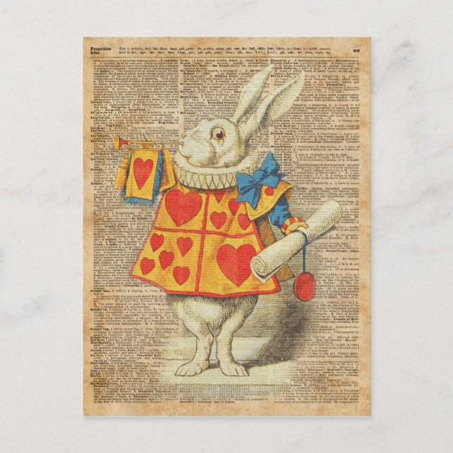 Cartão Postal Alice no Coelho Branco na Trabalho de arte de Wond (Frente)