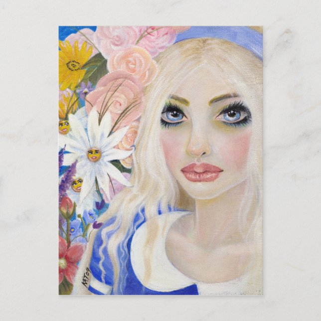 Cartão Postal Alice no Jardim das Flores Vivas (Frente)