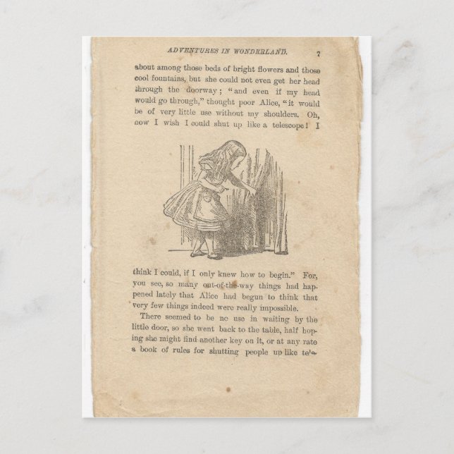 Cartão Postal Alice No País das Maravilhas, Capítulo Um, Abaixo  (Frente)