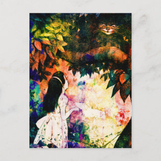Cartão Postal Alice no País das Maravilhas Cheshire Cat Watercol