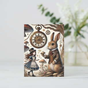 Cartão Postal alice no país das maravilhas coelho branco