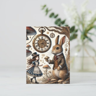 Cartão Postal alice no país das maravilhas coelho branco