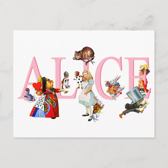 Cartão Postal Alice no País das Maravilhas e Amigos (Frente)