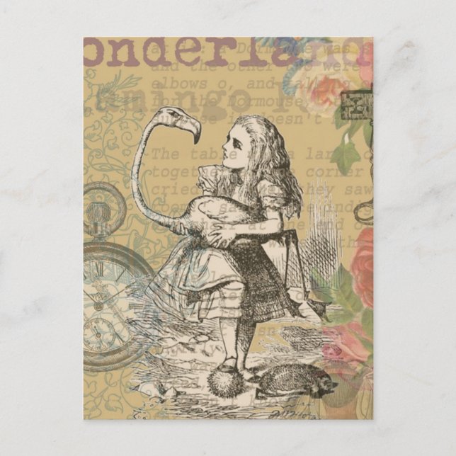 Cartão Postal Alice no País das Maravilhas Flamingo Classic (Frente)