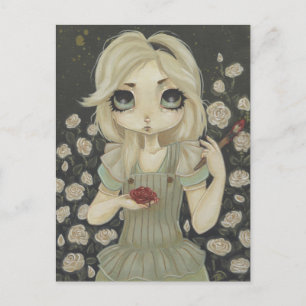 Cartão Postal Alice no País das Maravilhas rosa vermelho