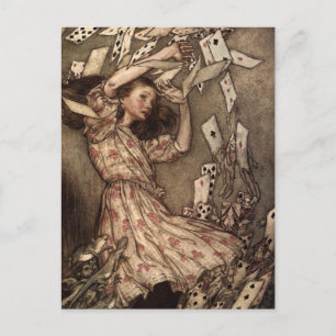 Cartão Postal Alice Swaged by Playing Cards
