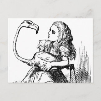 Cartão Postal Alice tentando jogar croquete com um flamingo