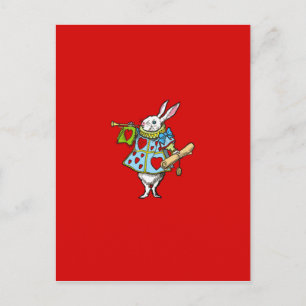 Cartão Postal Alice Wonderland ~ Cartaz Coelho Corações Vermelho