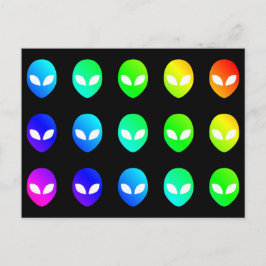 Cartão Postal Alienígena Arco-Íris Cabeça Colorida Espaço Multic