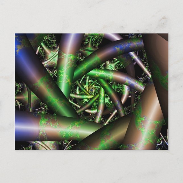 Cartão Postal Alienígena | Arte Fractal Multicolor (Frente)
