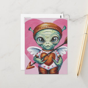 Cartão Postal Alienígena Cupid do namorados