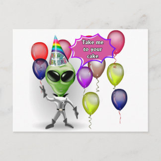 Cartão Postal Alienígena de aniversário