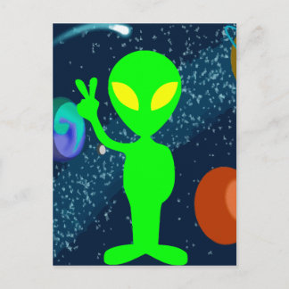 Cartão Postal Alienígena de espaço verde da paz