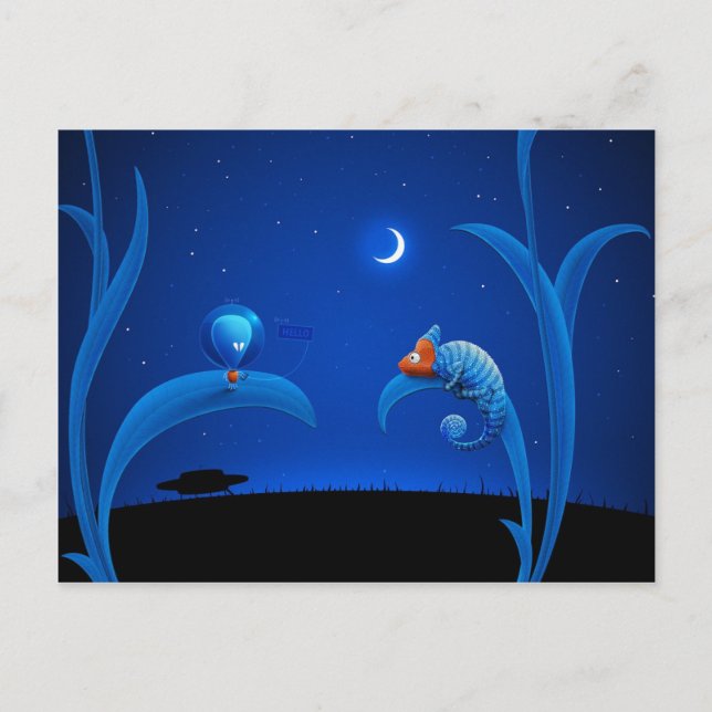 Cartão Postal Alienígena e Camaleão (Frente)