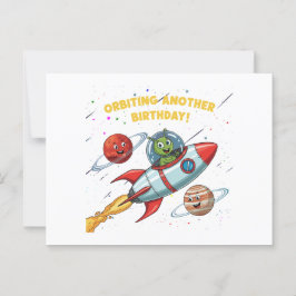 Cartão Postal Alienígena Engraçado "Orbitando Outro Aniversário"