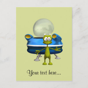 Cartão Postal Alienígena OVNI Espaço Cartoon Personalizado Fofo