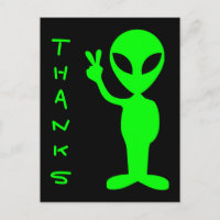 Alienígena Preto e Verde Brilhante Obrigado