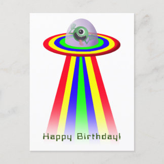 Cartão Postal Alienígena Vindo ao Aniversário