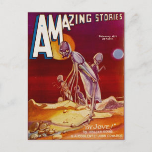 Cartão Postal Alienígenas de arte do cobrir Vintage Sci Fi Inset