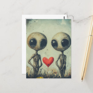 Cartão Postal Aliens apaixonados