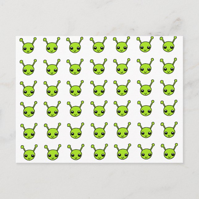 Cartão Postal Aliens verdes bonitos (Frente)