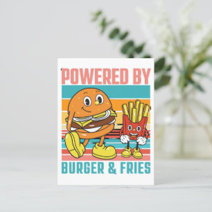 CARTÃO POSTAL ALIMENTADO POR BURGER E FRIES - COMIDA RÁPIDO 