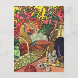 Cartão Postal Alimentos Orgânicos, Legumes de Jardim, Flores em 