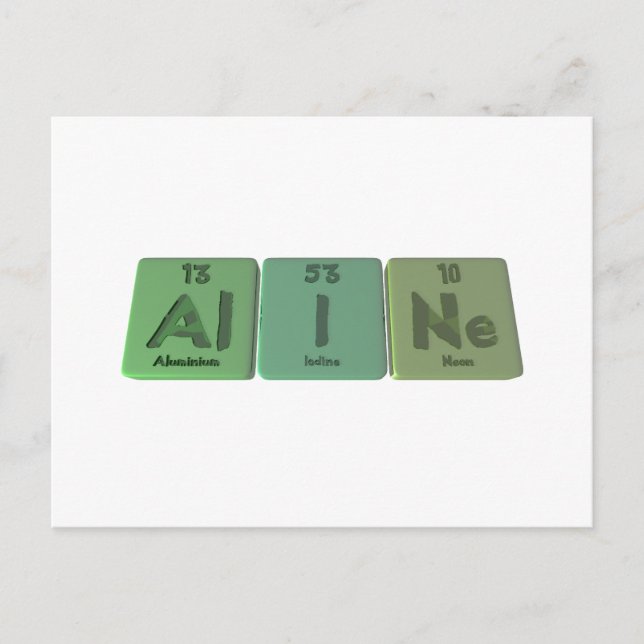 Cartão Postal Aline como Neon de Iodo de Alumínio (Frente)