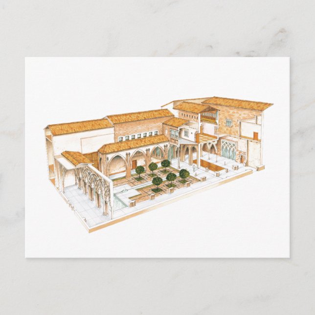 Cartão Postal Aljaferia. Saragoça Espanha. Palácio islâmico. (Frente)