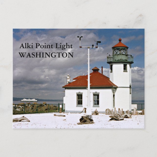 Cartão Postal Alki Point Lighthouse, Cartão-postal de Washington (Frente)