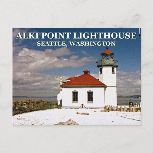 Cartão Postal Alki Point Lighthouse, Seattle Washington Postcard (Frente)