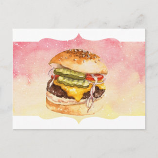 Cartão postal All Burger Watercolor