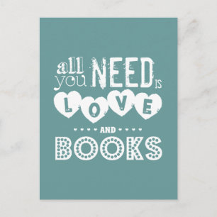 Cartão Postal All You Need is Love and Books