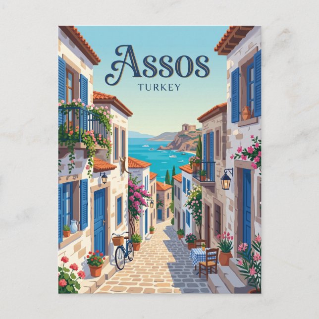 Cartão Postal Alley de Assos Turquia (Frente)