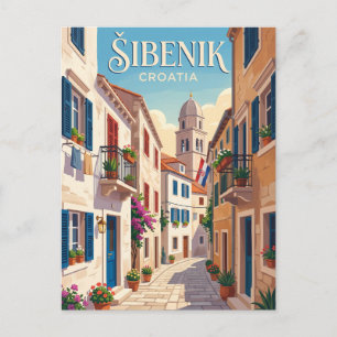 Cartão Postal Alley do Centro Histórico de Šibenik Croácia