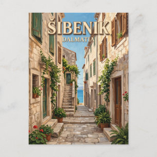 Cartão Postal Alley do Centro Histórico de Šibenik Croácia