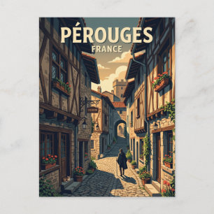 Cartão Postal Alley Medieval de Pérouges França