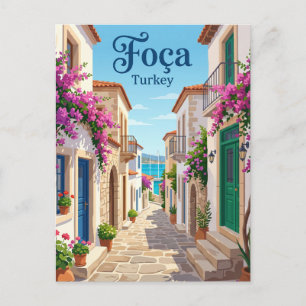 Cartão Postal Alley Velha de Pedra, Foça Turquia