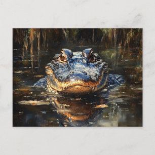 Cartão Postal Alligador Cute na pintura de Flórida Everglades