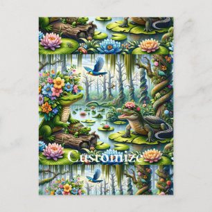 Cartão Postal Alligator Fantasy Swamp Thunder_Cove