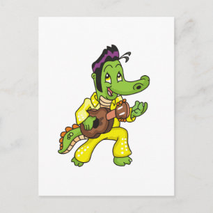 Cartão Postal Alligator King com T-shirts e presentes de violão
