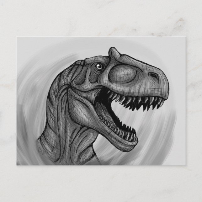 Cartão Postal Allosaurus Sketch (Frente)