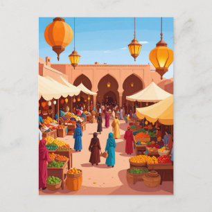 Cartão Postal Alma Colorida do Mercado com Lanternas - Viagem