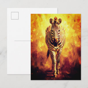 Cartão Postal Alma das Zebras da Selva Pintura a Óleo Dourada