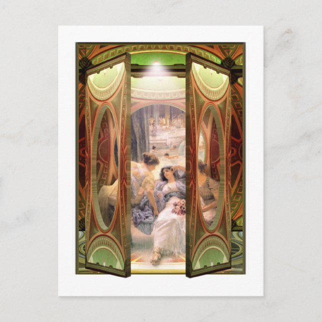 Cartão Postal Alma-Tadema Porta Aberta para Os Banhos (Frente)