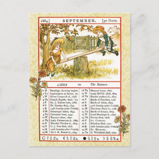 Cartão Postal Almanac, setembro de 1884. Libra, O Equilíbrio