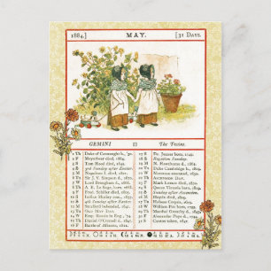 Cartão Postal Almanaque de Maio de 1884. Gêmeos, Os Gêmeos